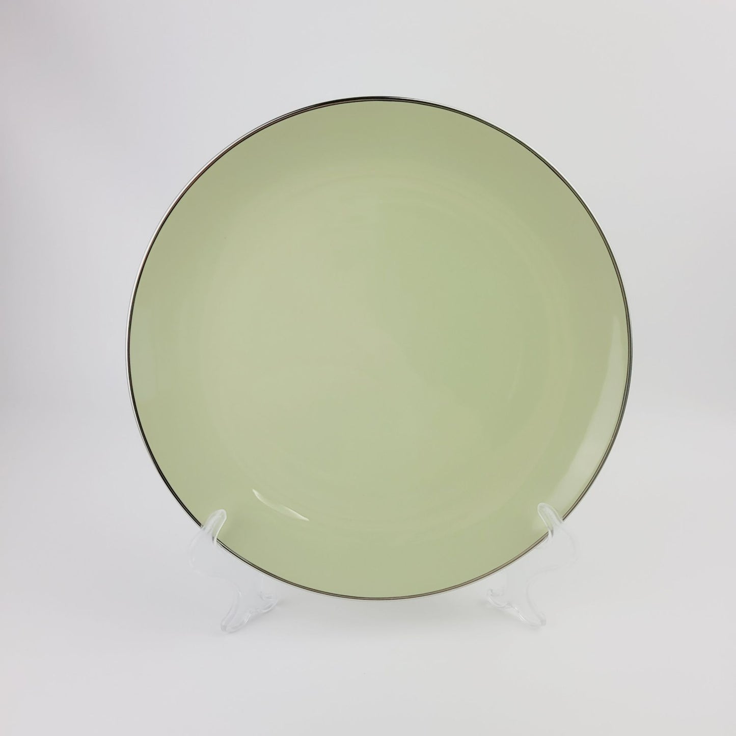 Franciscan Willow Green Dinner Plate, Platinum Trim Coupe Shape, c.1953 USA