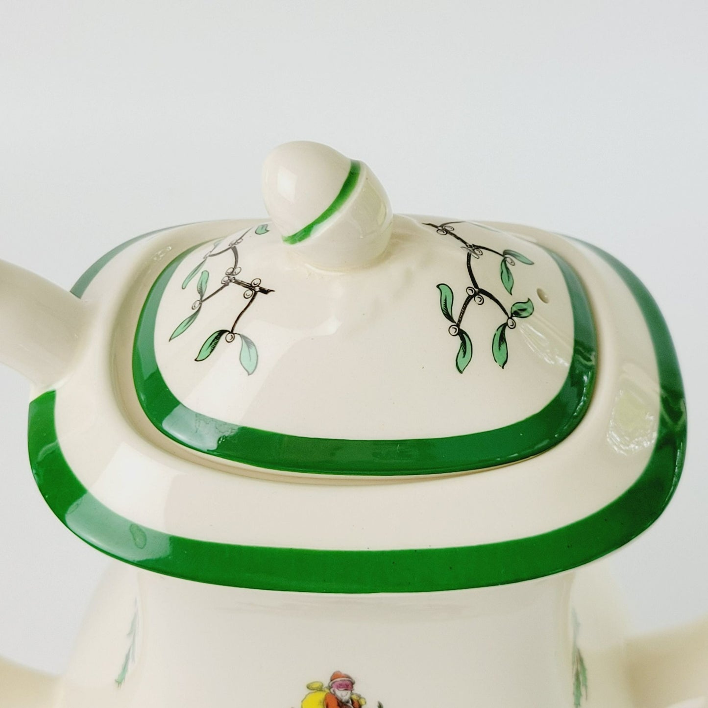 Vintage Spode Christmas Tree Coffee Pot & Lid, Green Trim, England