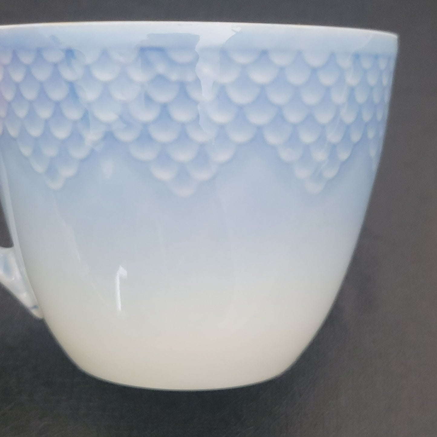 Bing & Grondahl Seagull Espresso Cup Set, Blue & White Ombre, Embossed with Gold Trim, Made in Denmark