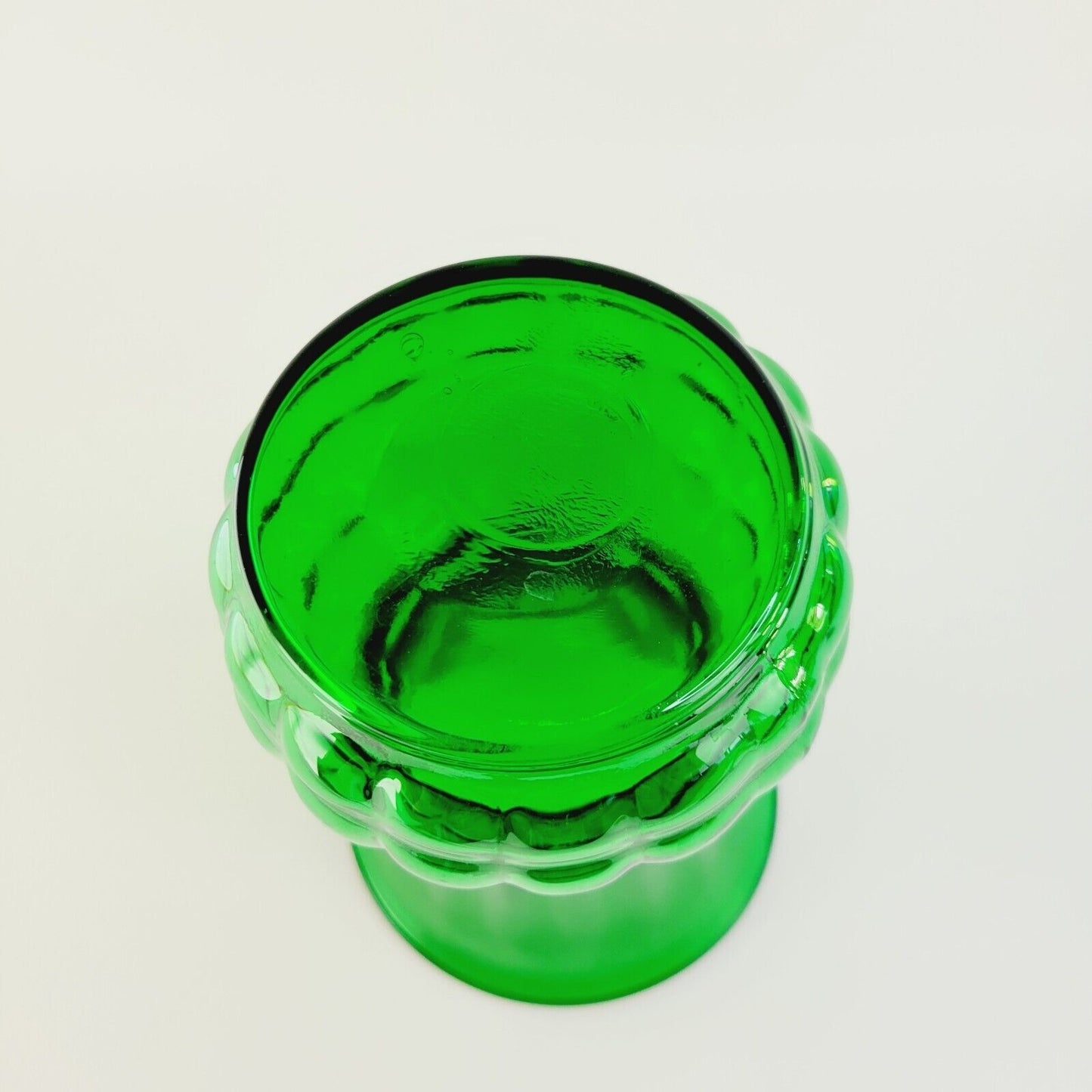 Retro 9" Forest Green Glass Vase Anchor Hocking Flared Pineapple Shaped