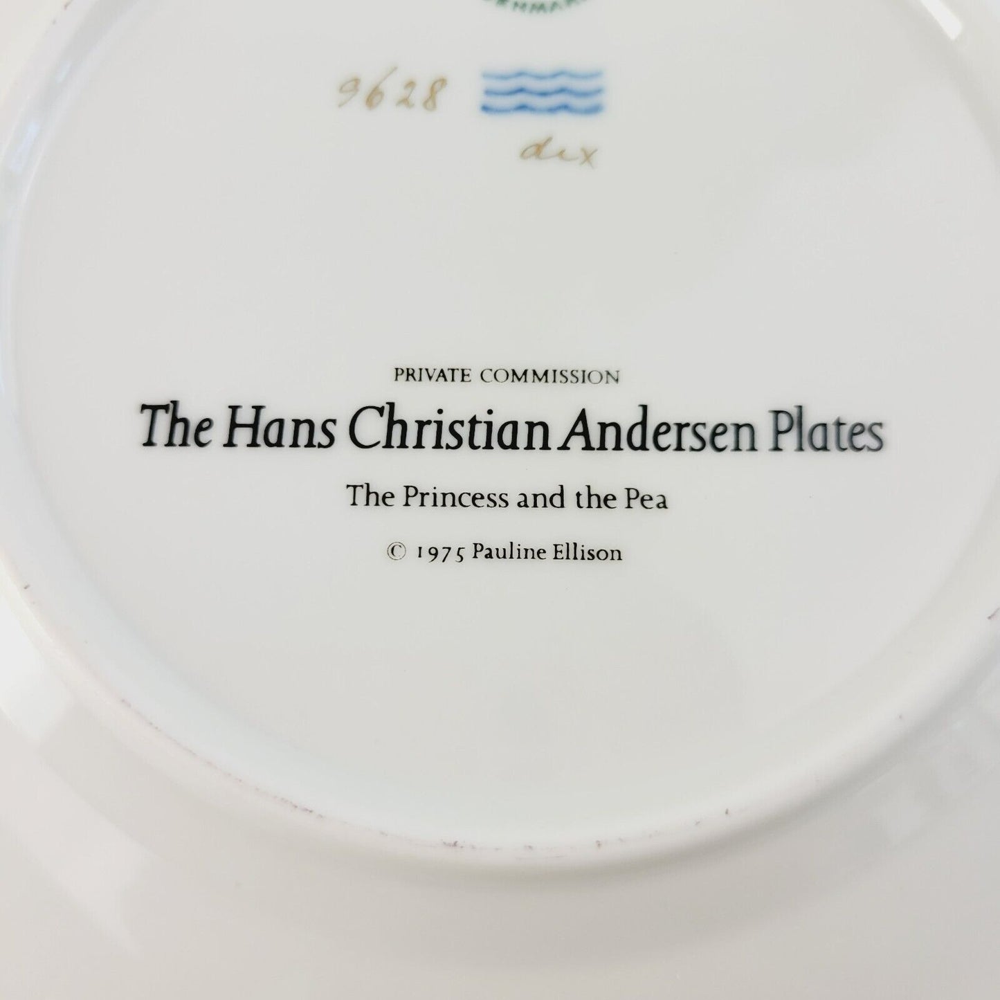 Royal Copenhagen Princess & The Pea Hans Christian Andersen Fairy Tale Plate, Gold Trim with Etched Design, c.1975-76 Denmark