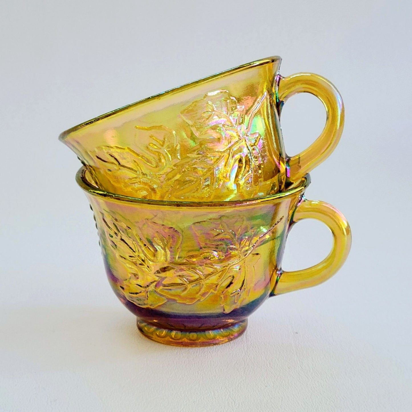 Indiana Glass Iridescent Carnival Punch Cup Set of 2, USA Made