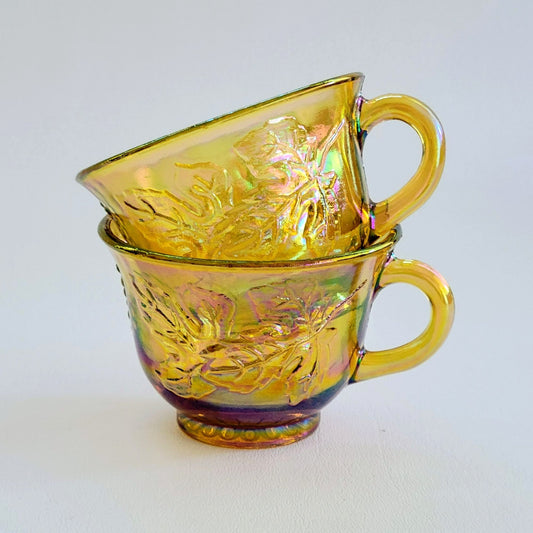 Indiana Glass Iridescent Carnival Punch Cup Set of 2, USA Made