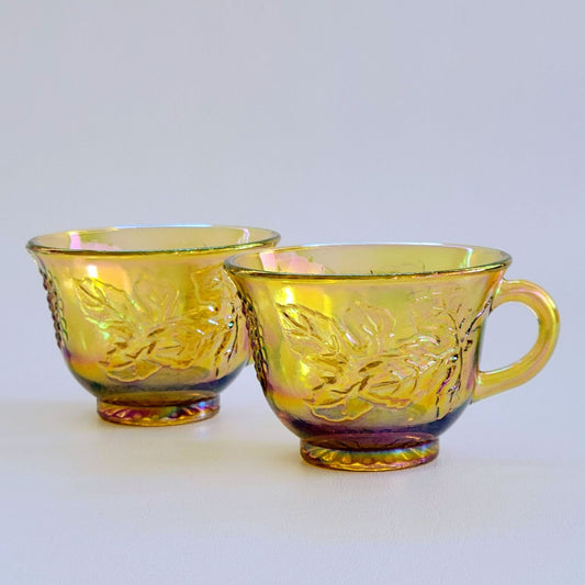 Indiana Glass Iridescent Carnival Punch Cup Set of 2, USA Made