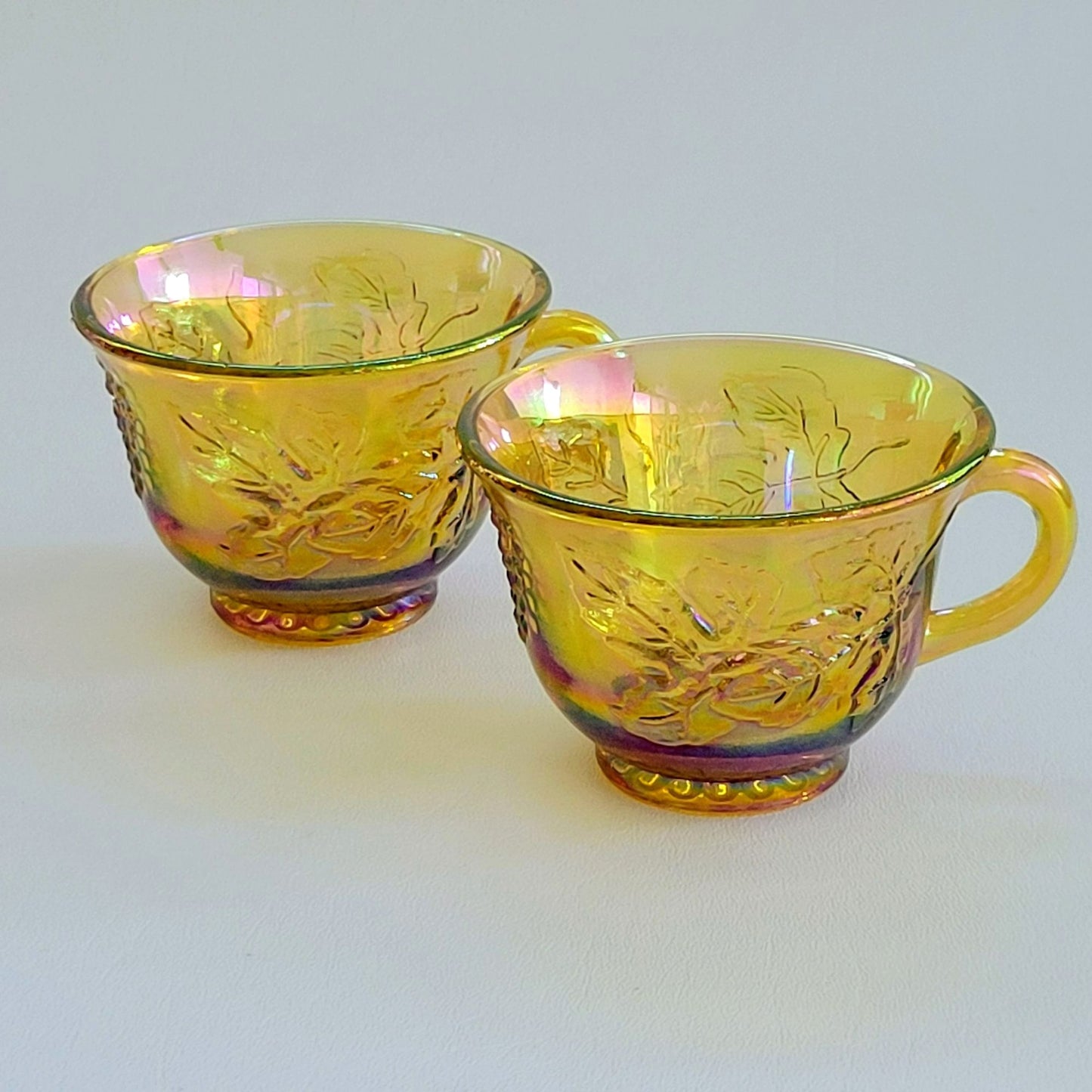 Indiana Glass Iridescent Carnival Punch Cup Set of 2, USA Made