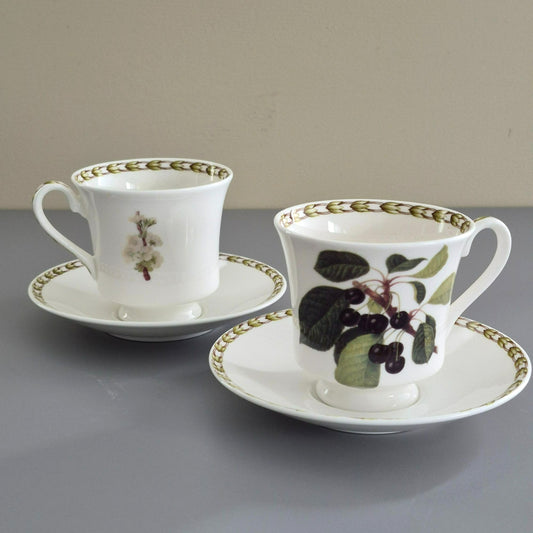 Queen's "Hookers Fruit" Black Cherry Cup & Saucer, 2 Sets, c.1980s England