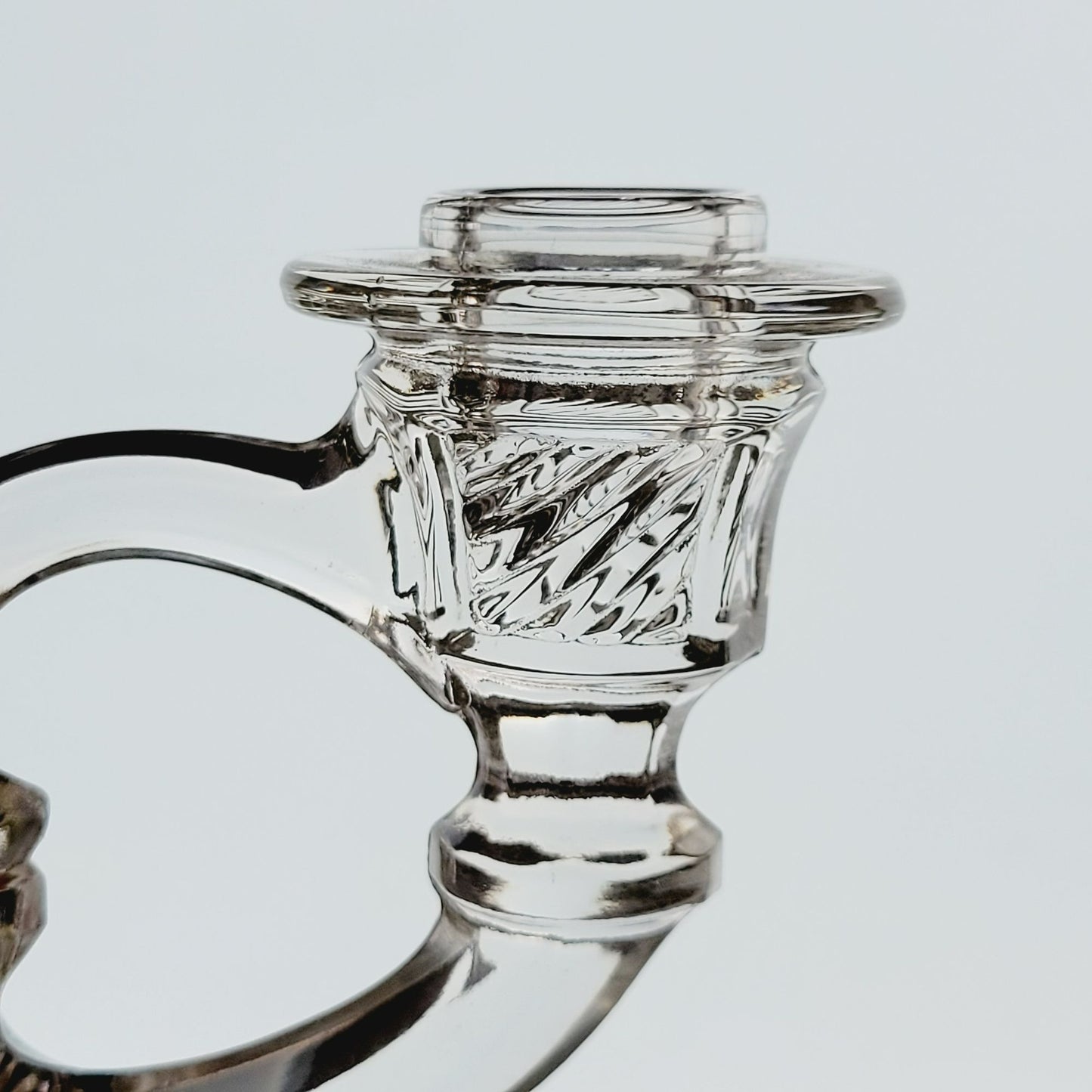 Indiana Glass Double Candlestick Holder, Etched Floral, c.1939-47 USA