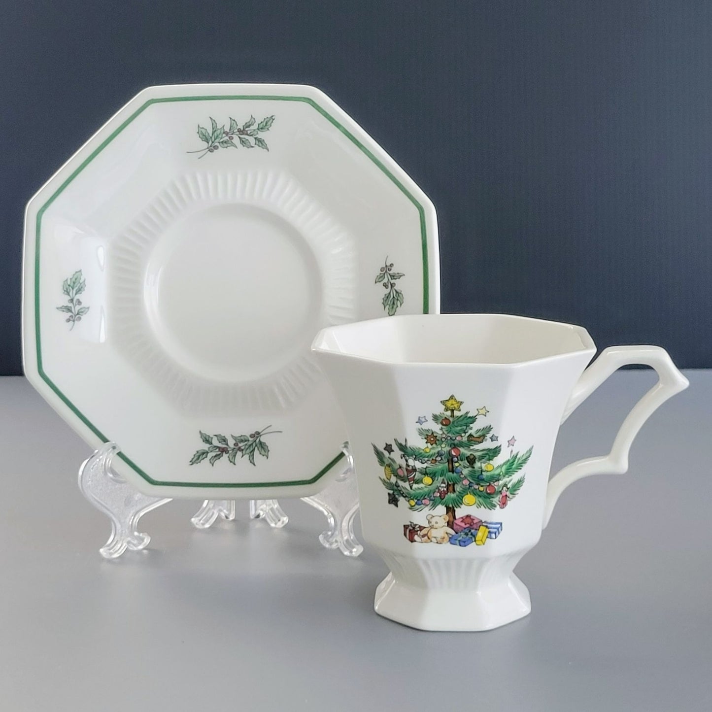 Nikko Christmastime Classic Collection Cup & Saucer, 2 SETS, c.1979-83