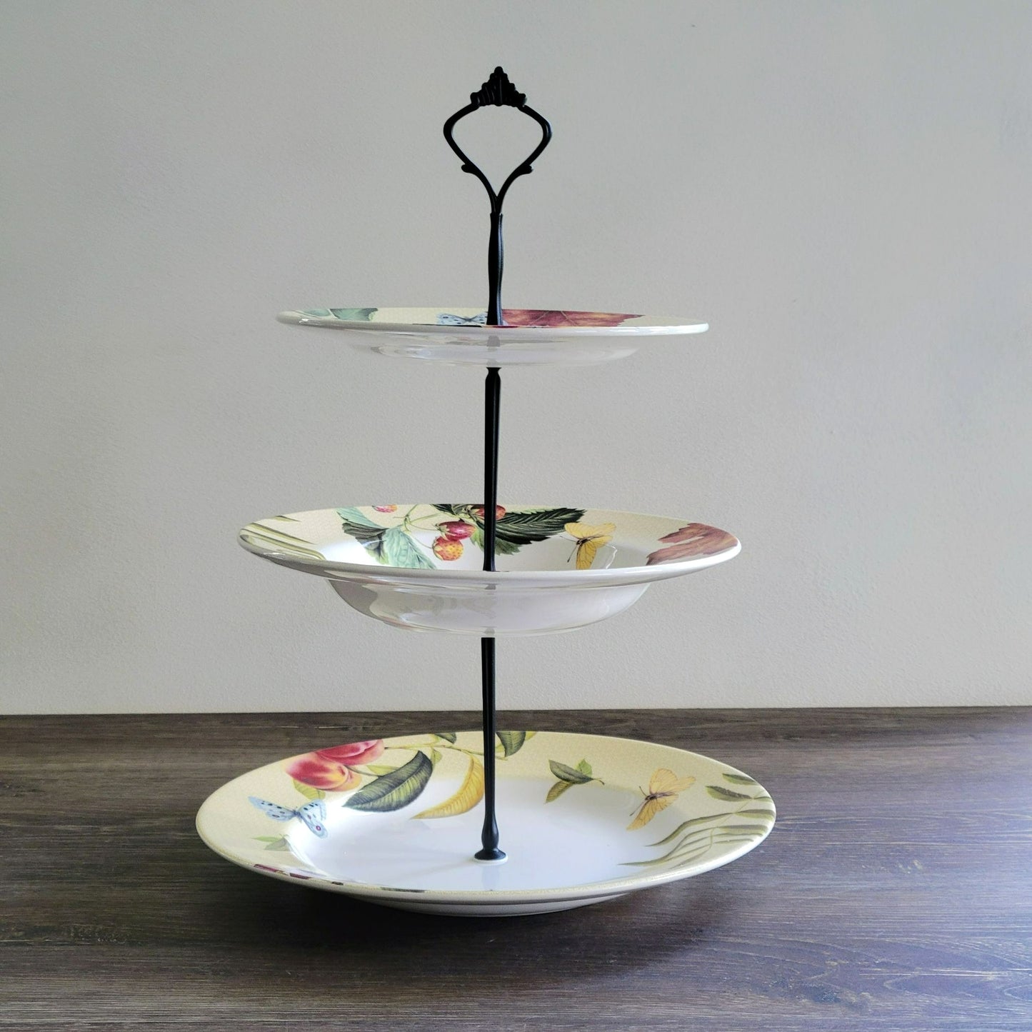 Mismatched 3 Tiered Dessert Stand from Spode Fruit Haven Dishes