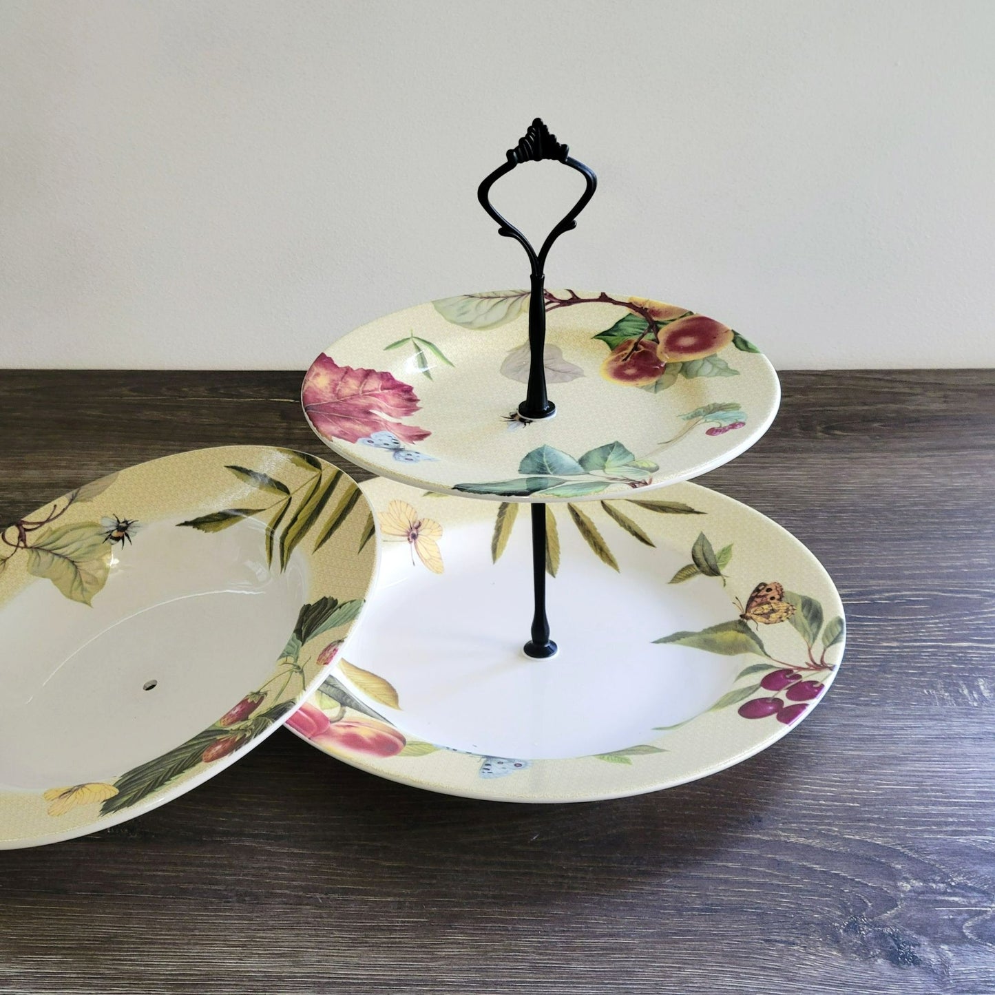 Mismatched 3 Tiered Dessert Stand from Spode Fruit Haven Dishes