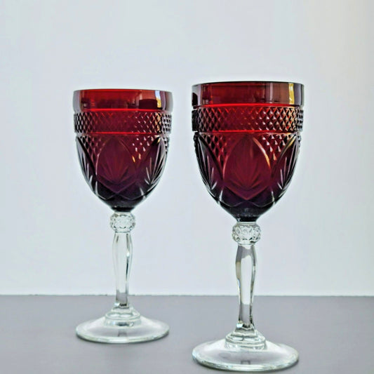Cristal D'Arques Antique Ruby Water Goblets, Set of 2, Made in France