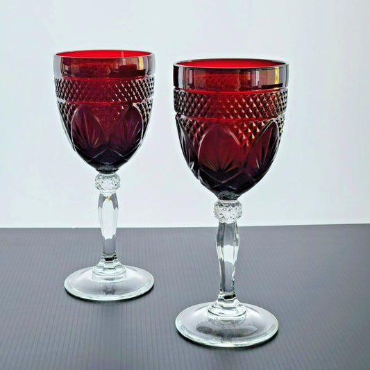 Cristal D'Arques Antique Ruby Water Goblets, Set of 2, Made in France