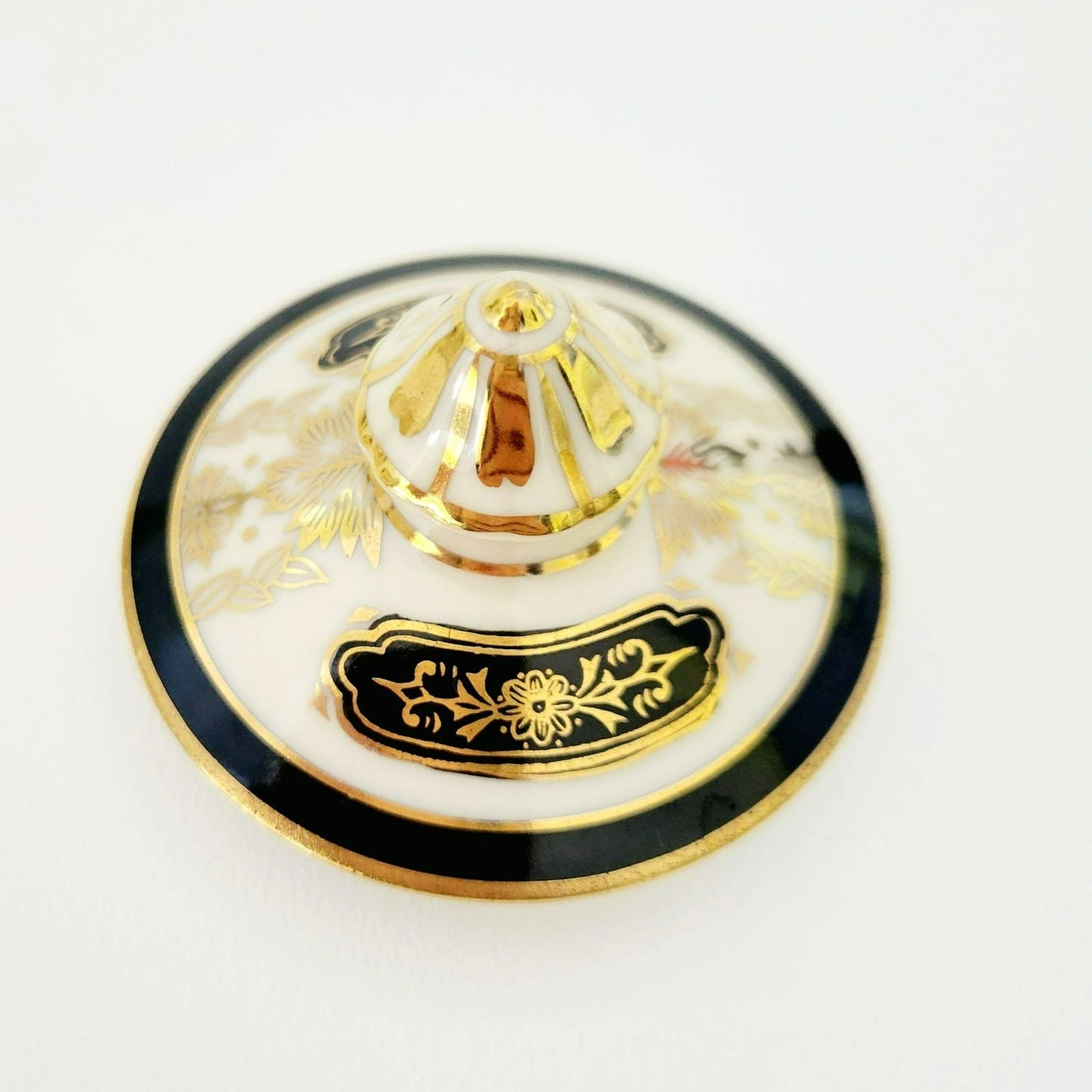 Noritake Art Nouveau Creamer & Sugar Bowl, Vintage c1940s, Cream Base Hand Painted Black and Gold Laurel Floral Pattern