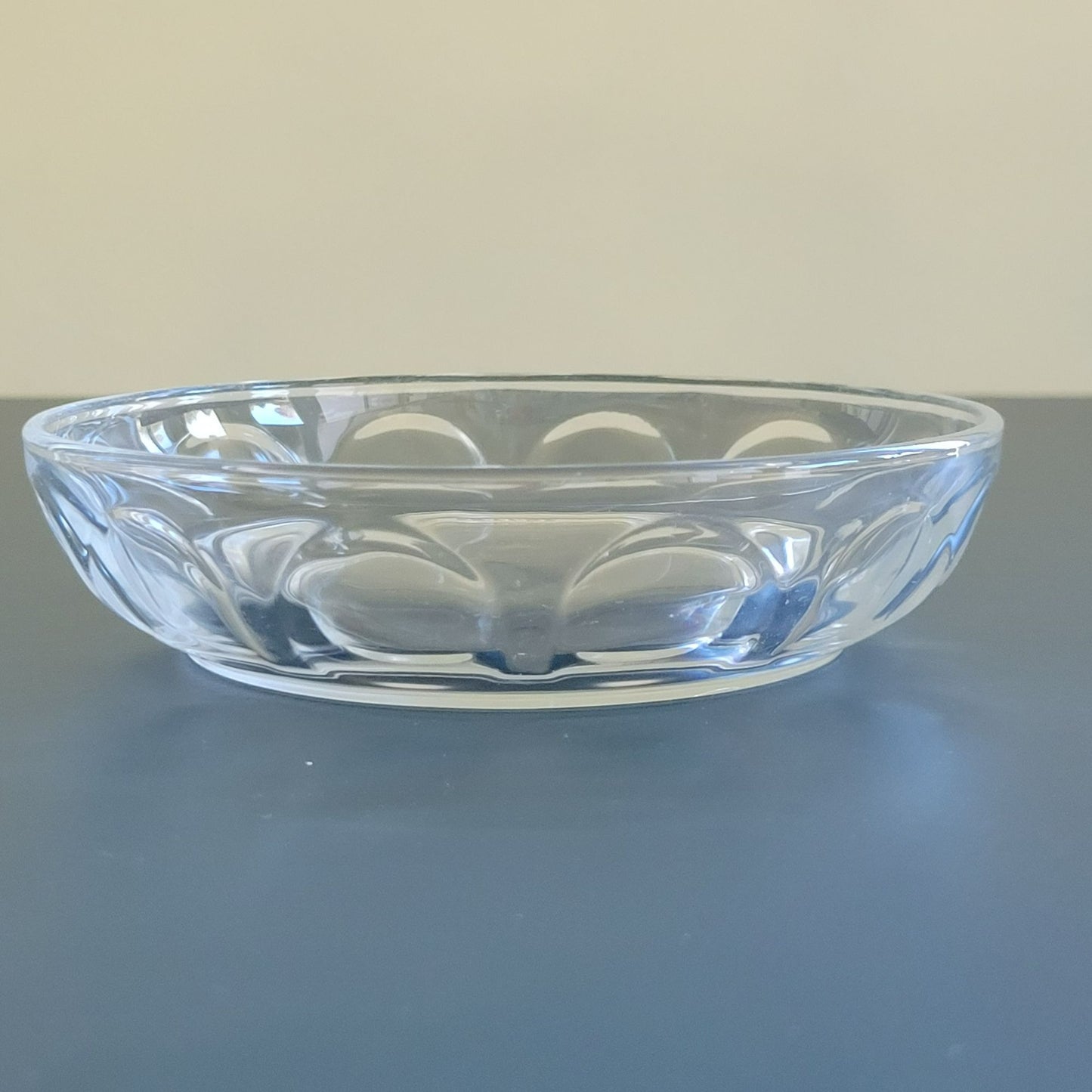 Vintage Arcoroc France Thumbprint Dessert Bowl Set of 4, Individual Small Shallow Salad Bowl Set, Durable Glass Replacement Dishes
