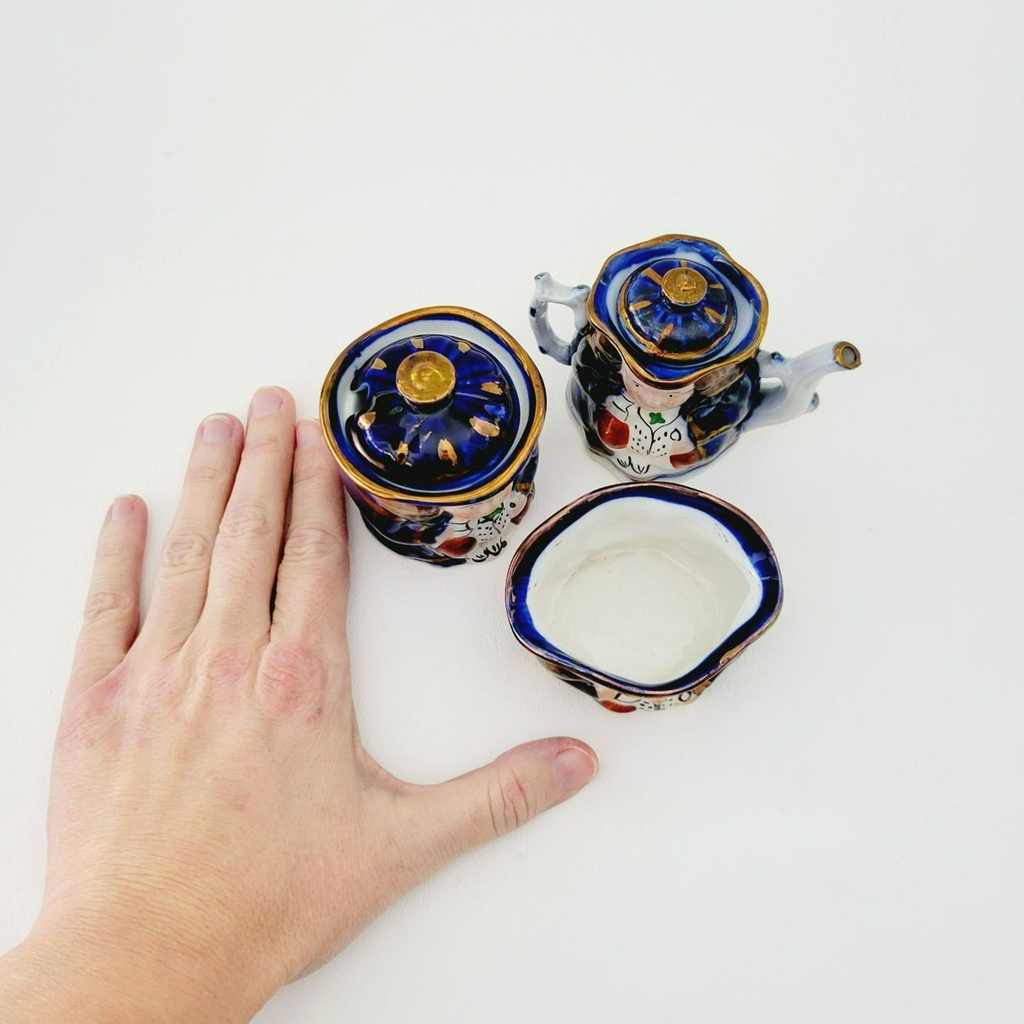 Double Sided Toby Miniature Tea Set, by Old Castle Made in England