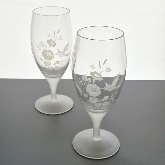 Avon "Hummingbird" Crystal Iced Tea Goblet, Set of 2, c.1986-95 France