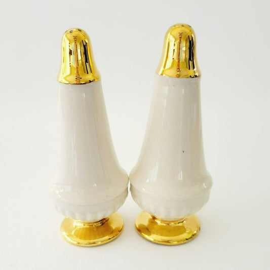 Monogrammed Gold & White Salt & Pepper Shakers