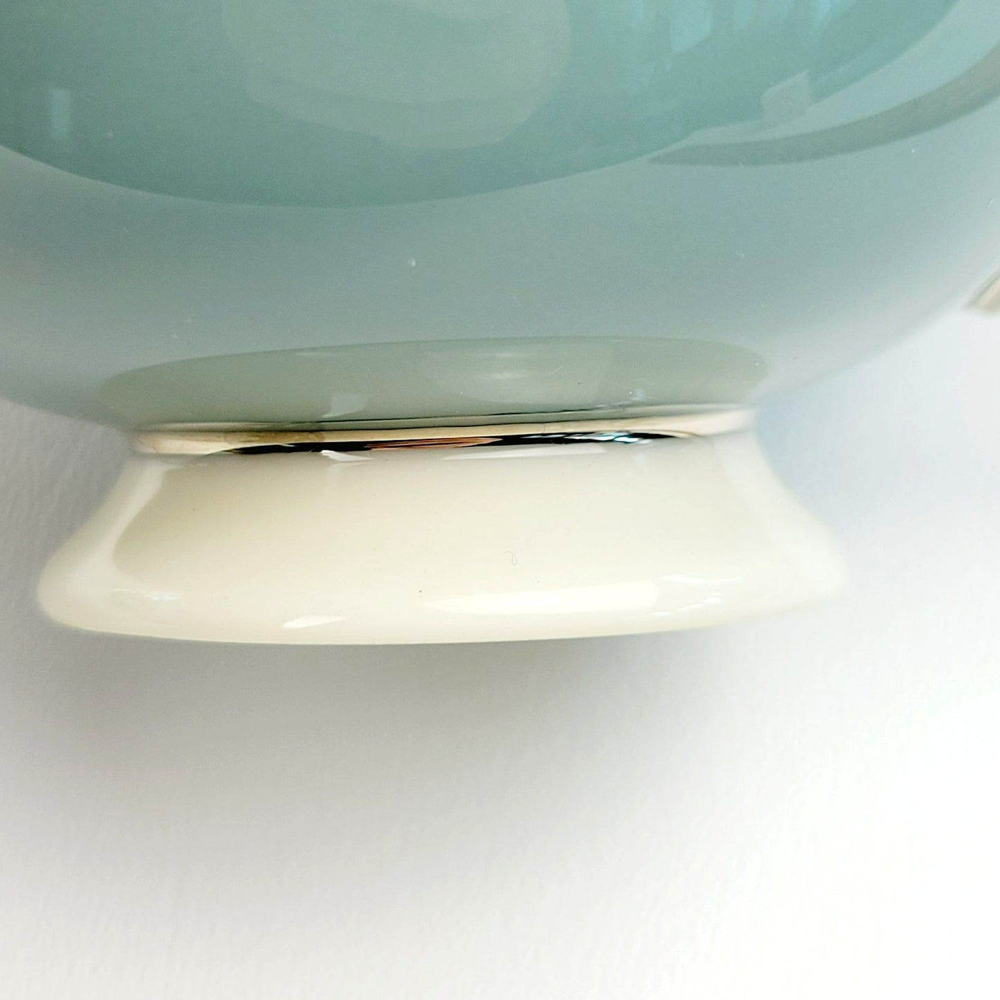 Lenox Kingsley Teacup & Saucer, Teal Band & Platinum Trim, Floral Center, c1954-79 USA