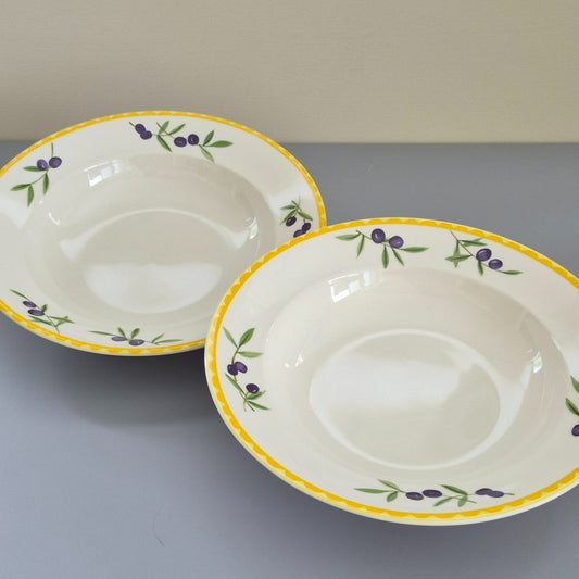 Studio Nova "Olive Branch" Large Rim Soup Bowl, Set of 2, c.2002-2006