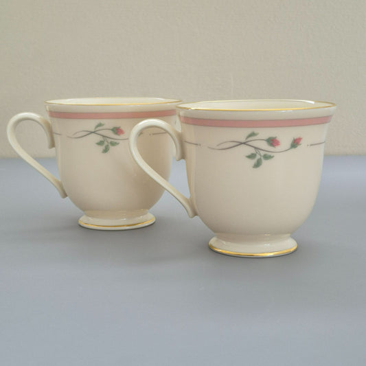 Lenox "Rose Manor Pink" Footed Cup Set of 2, c.1985-99 USA