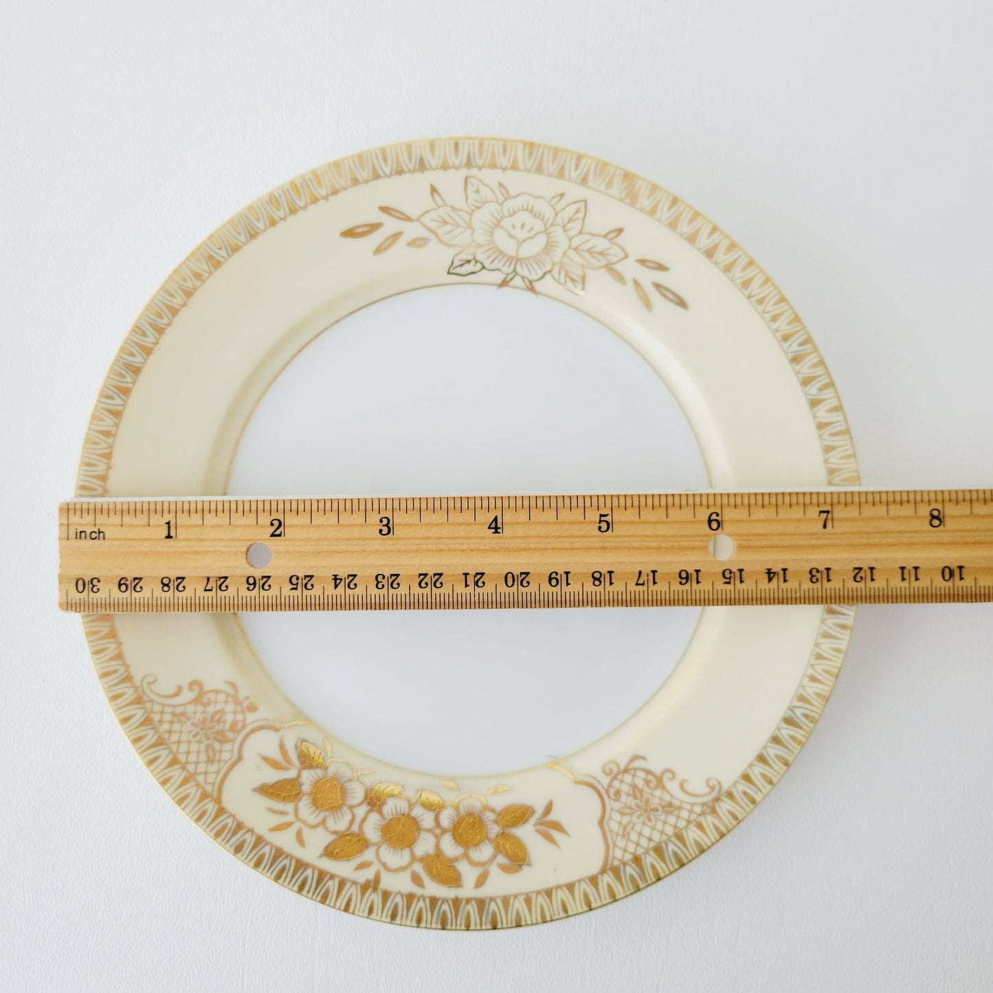 Chikaramachi Embossed Hand-Painted Salad Plate, Set of 2, 1920-30s Japan