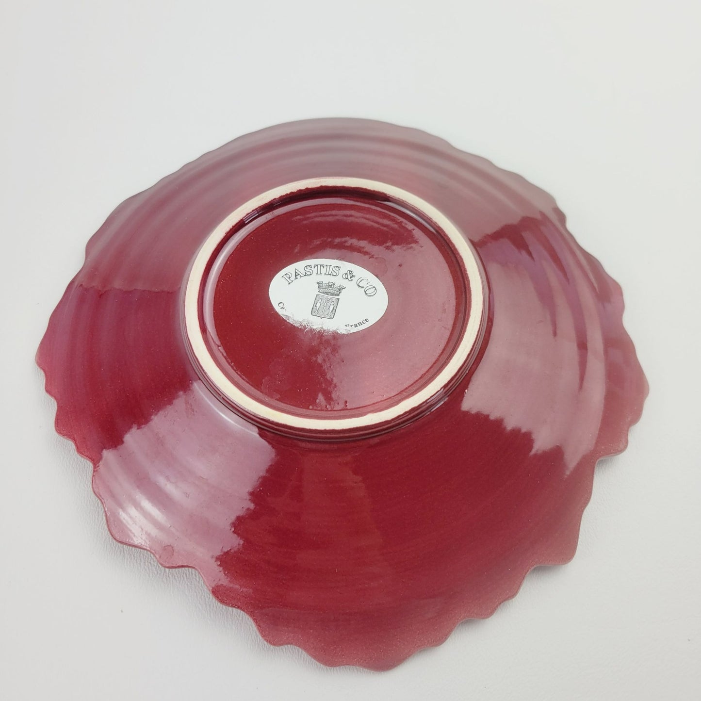 Pastis & Co Red Leaf Salad Plate, Embossed Design, Made in France