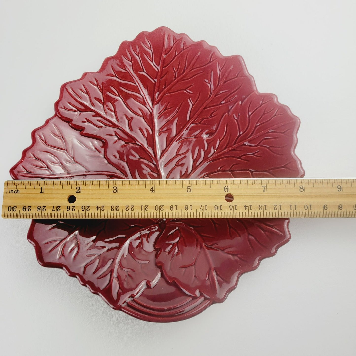 Pastis & Co Red Leaf Salad Plate, Embossed Design, Made in France