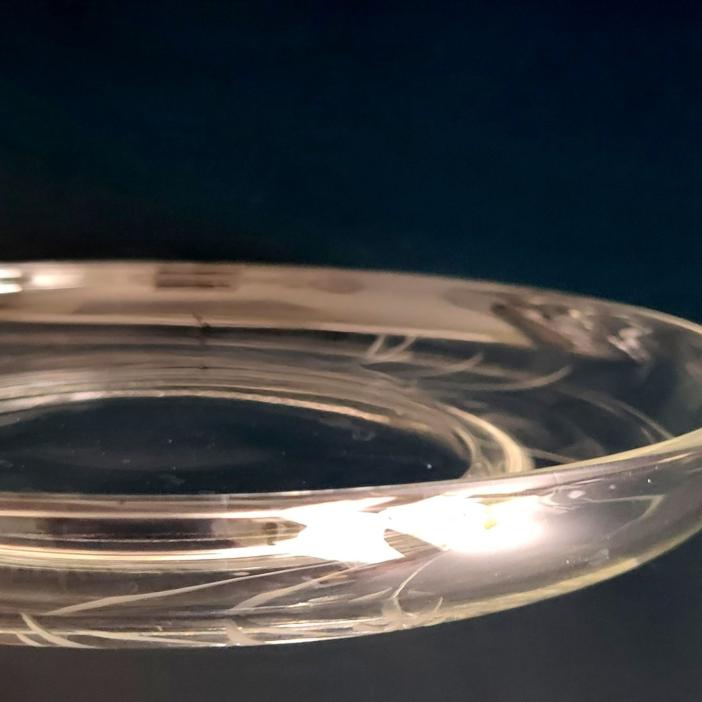Vintage Etched Clear Glass Footed Salad Plate Set of 2