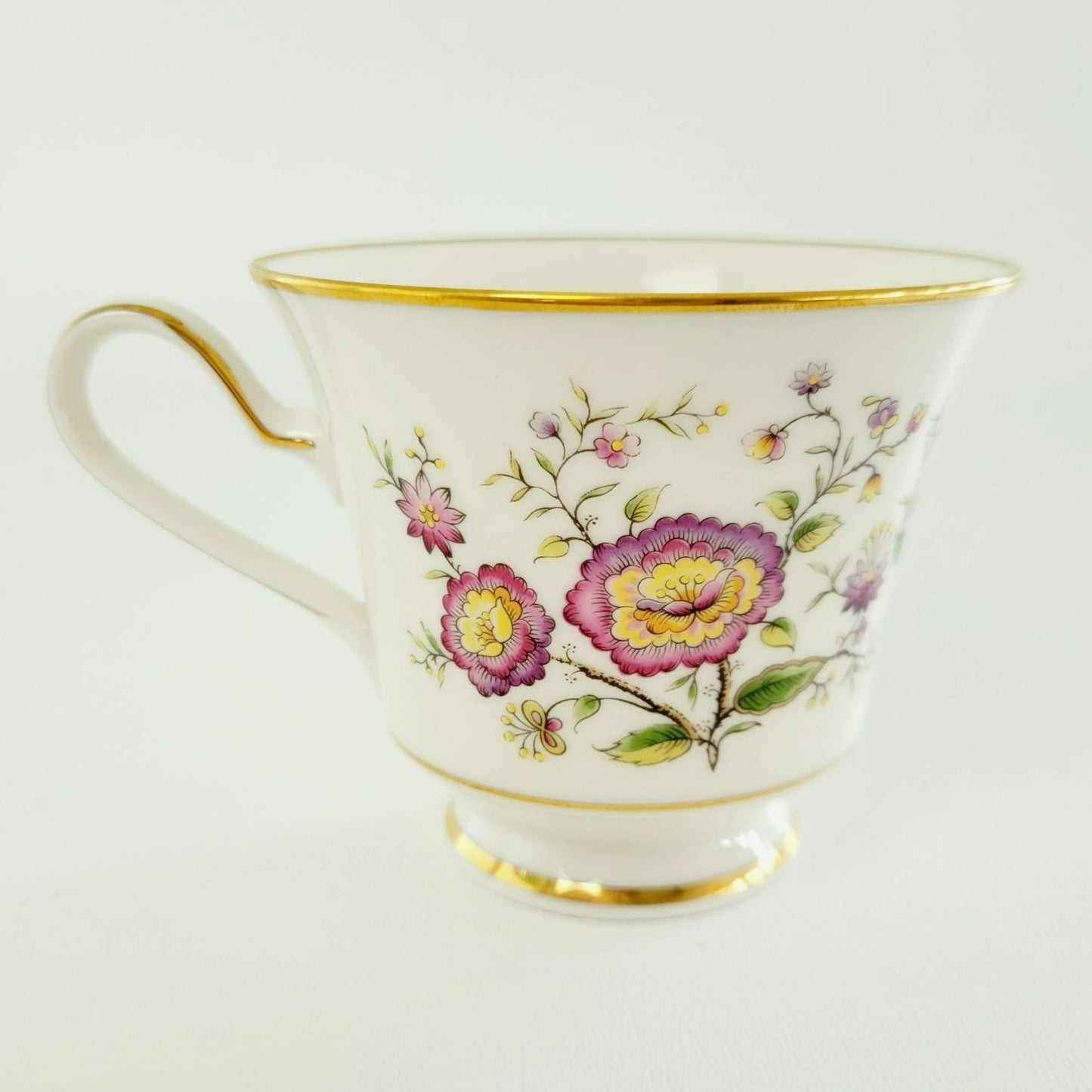 Noritake Asian Song Tea Cup & Saucer Set, Cream with Floral Design & Gold Trim, c.1972-86 Japan
