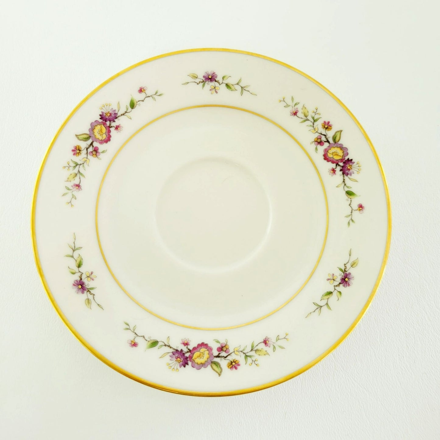 Noritake Asian Song Tea Cup & Saucer Set, Cream with Floral Design & Gold Trim, c.1972-86 Japan