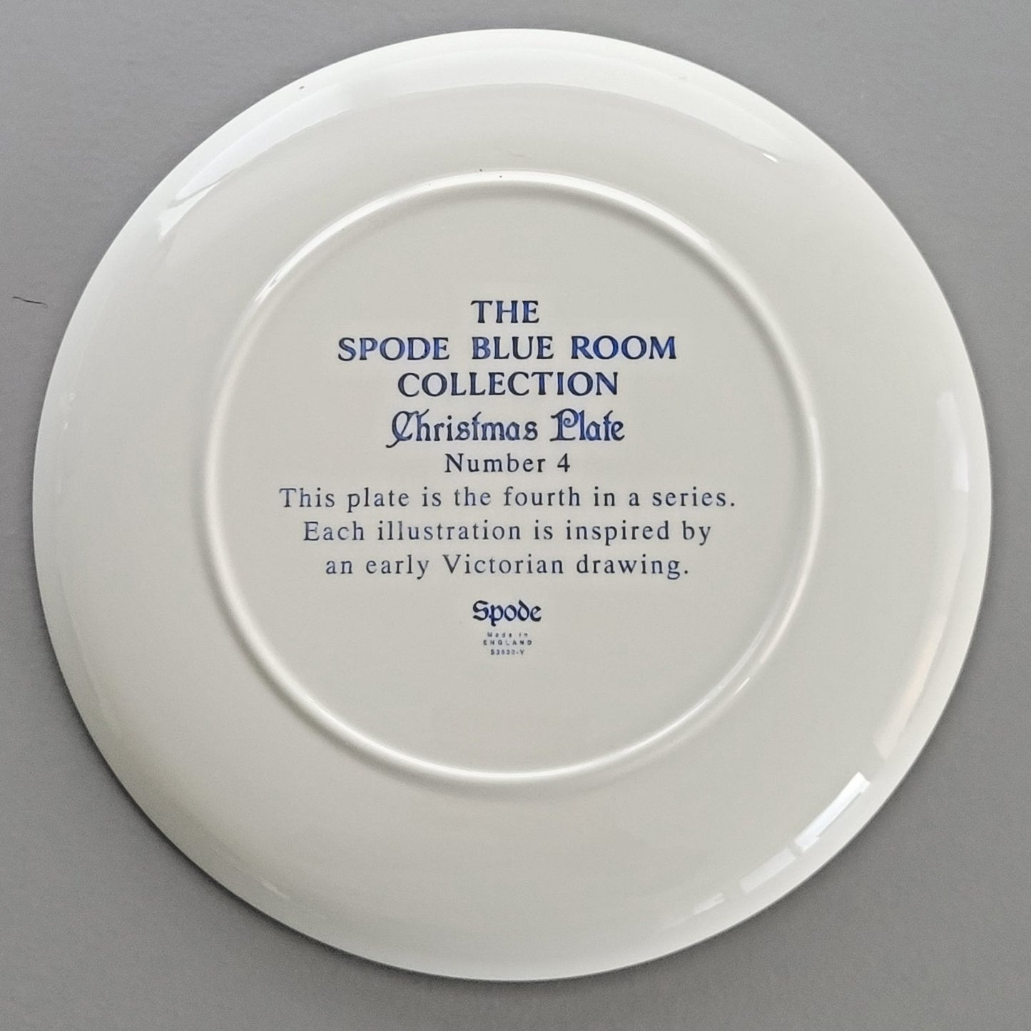 Spode Blue Room Victorian Annual Christmas Plate 1998, Made in England
