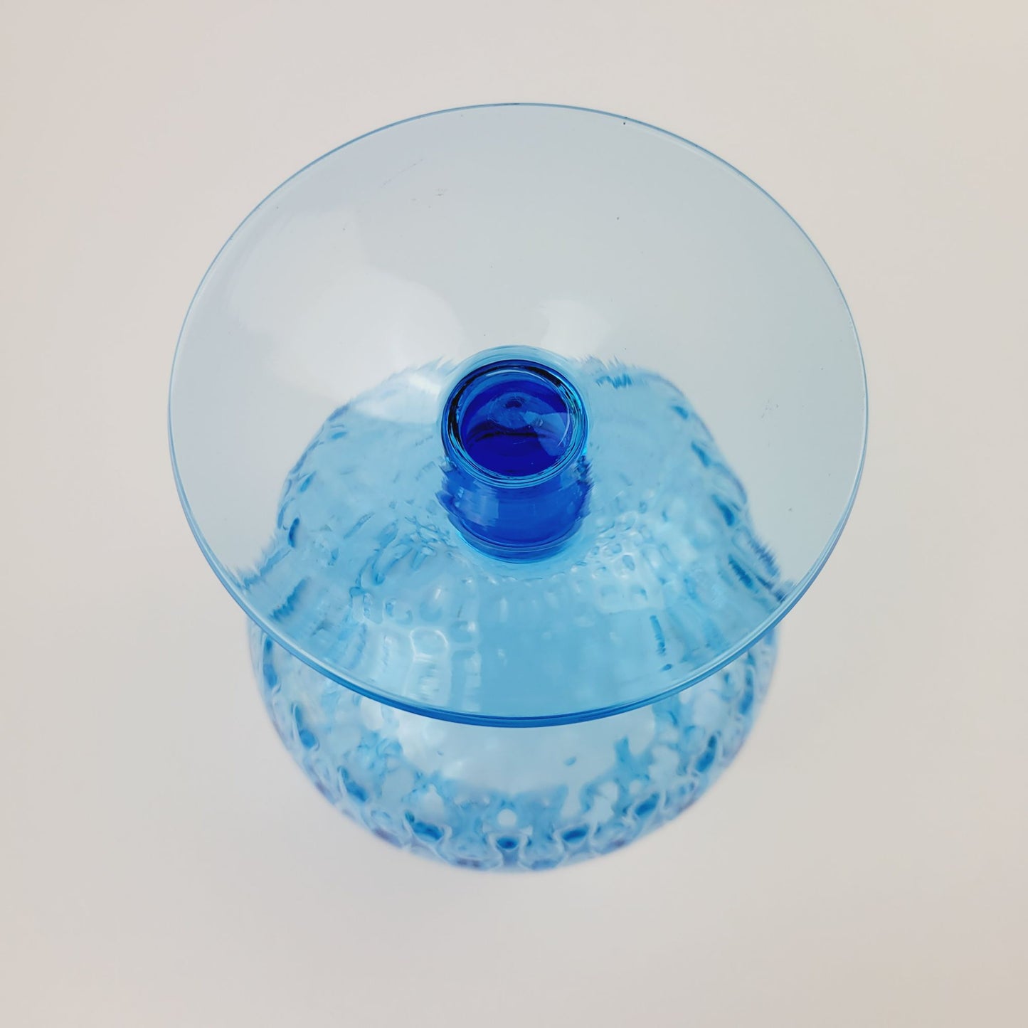 Vintage Empoli Blue Glass Flared & Dimpled Art Vase