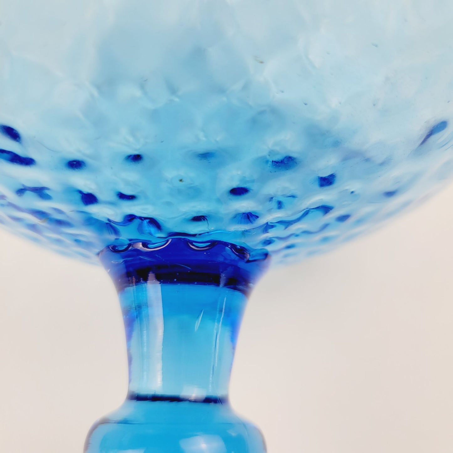 Vintage Empoli Blue Glass Flared & Dimpled Art Vase