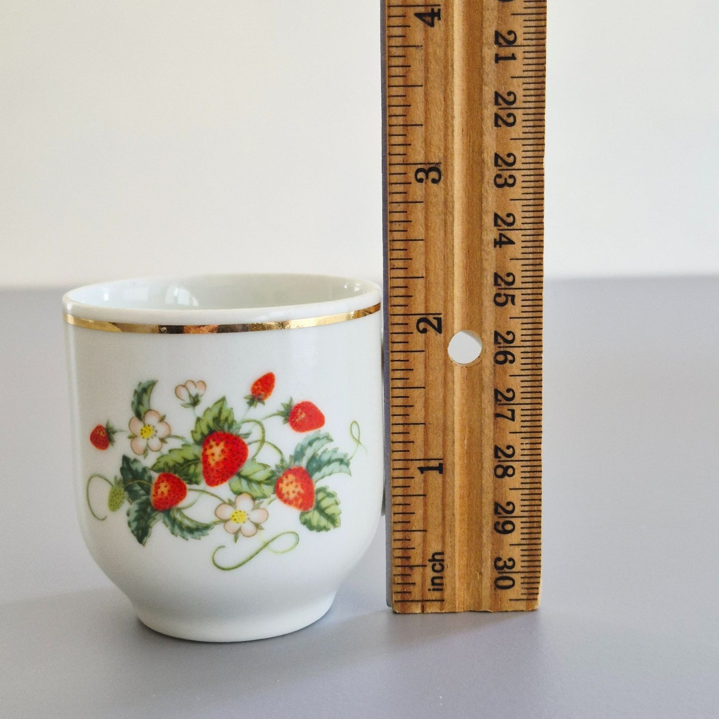 Avon Strawberry Demitasse Cup, Saucer & Plate Set, c.1978-80s