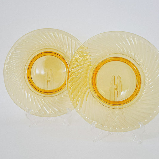 Imperial Glass "Twisted Optic" Footed Salad Plate Set of 2, c.1927-30 USA