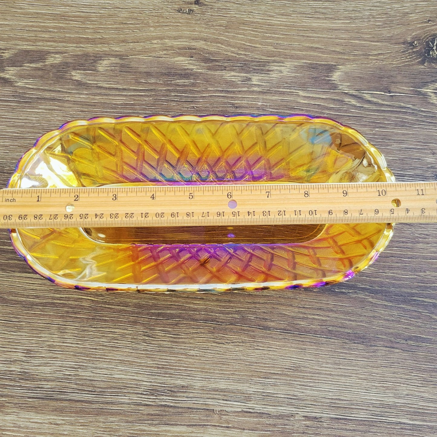 Unique Mismatched Tiered Dessert Stand, Carnival Glass & Floral Design