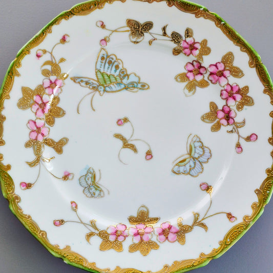 Nippon Gold Moriage Gold Moriage Butterfly & Floral Plate, Japan