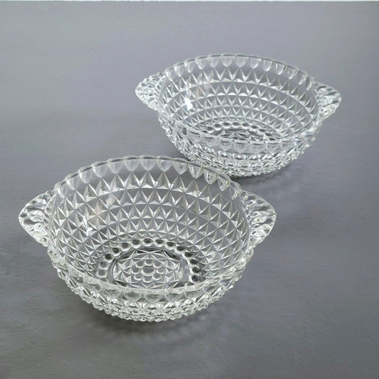 Vintage Textured Clear Dessert Berry Bowl, SET of 2, USA Made