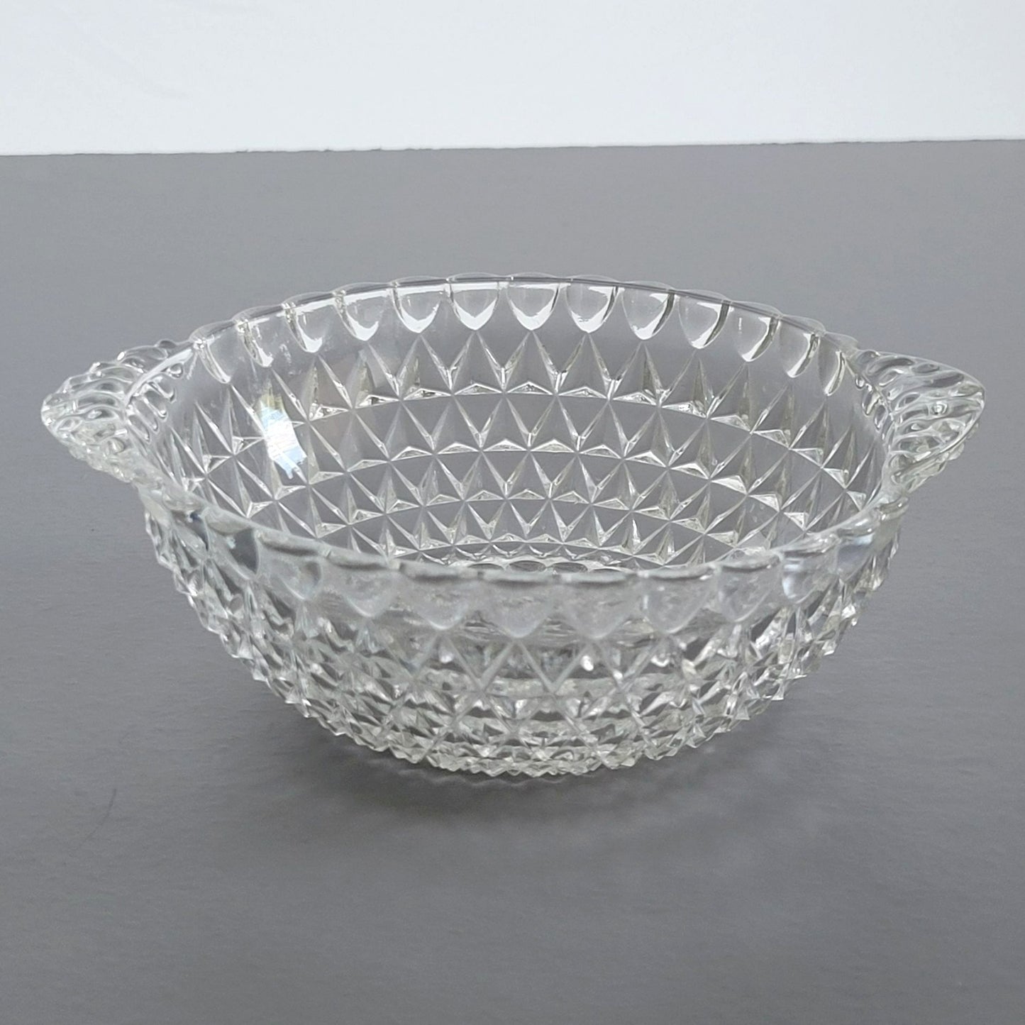 Vintage Textured Clear Dessert Berry Bowl, SET of 2, USA Made