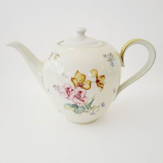 Vintage H & Co Heinrich Selb Teapot – Pink & Orange Floral Design – Bavaria, Germany