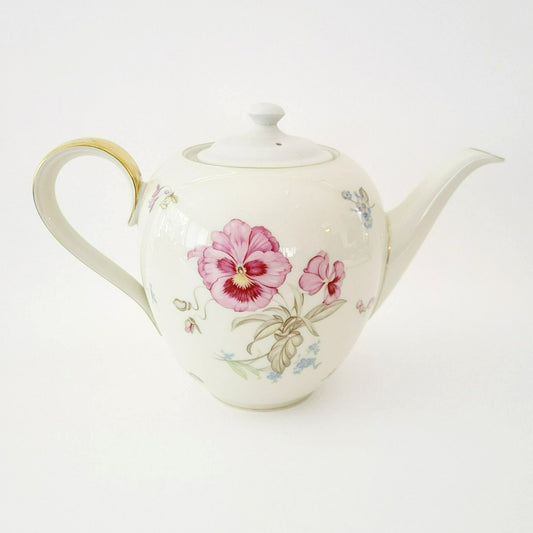 Vintage H & Co Heinrich Selb Teapot – Pink & Orange Floral Design – Bavaria, Germany