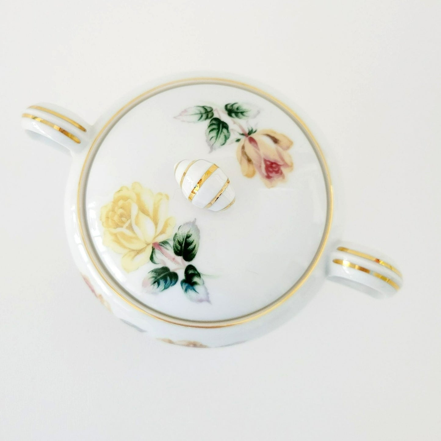 Vintage Japanese Yellow & Peach Rose Creamer & Lidded Sugar Bowl, Trio Pattern by Narumi Kent