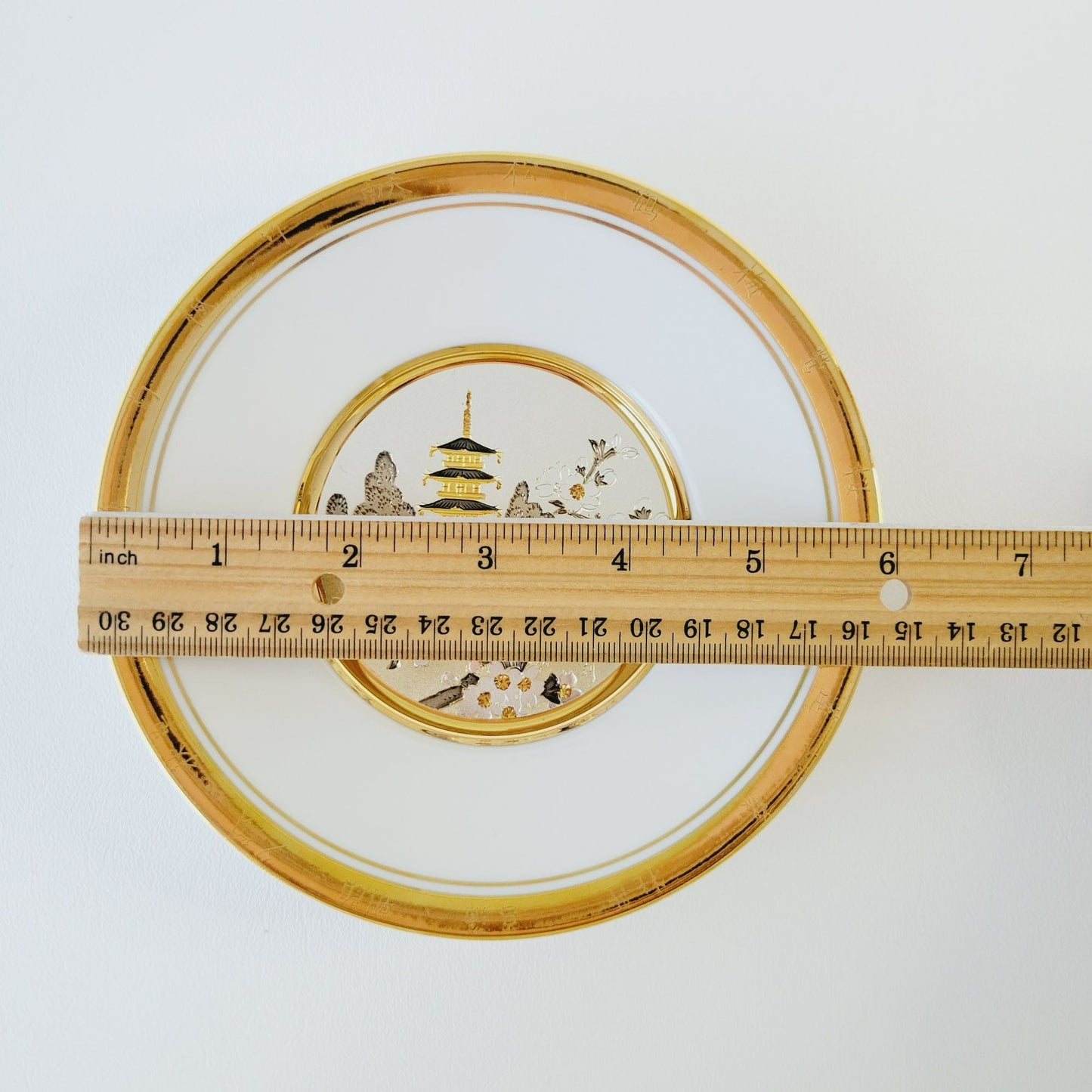 Vintage Japanese Chokin Plate Set Floral Calendar Collection Spring Cherry Blossoms & New Years' Day Pine and Crane