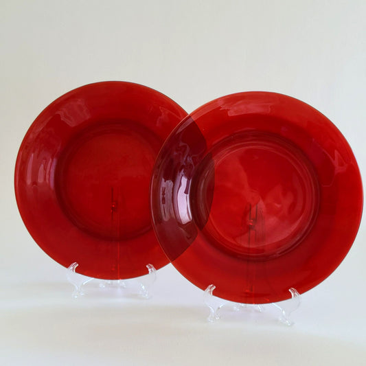 Anchor Hocking Royal Ruby Glass Dinner Plate SET of 2, USA Made