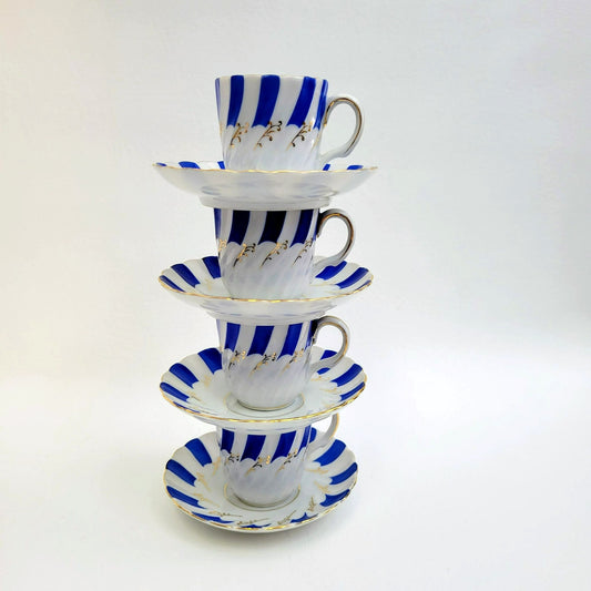 Ucagco China Demitasse Cup & Saucer, Set of 4, Made in Occupied Japan