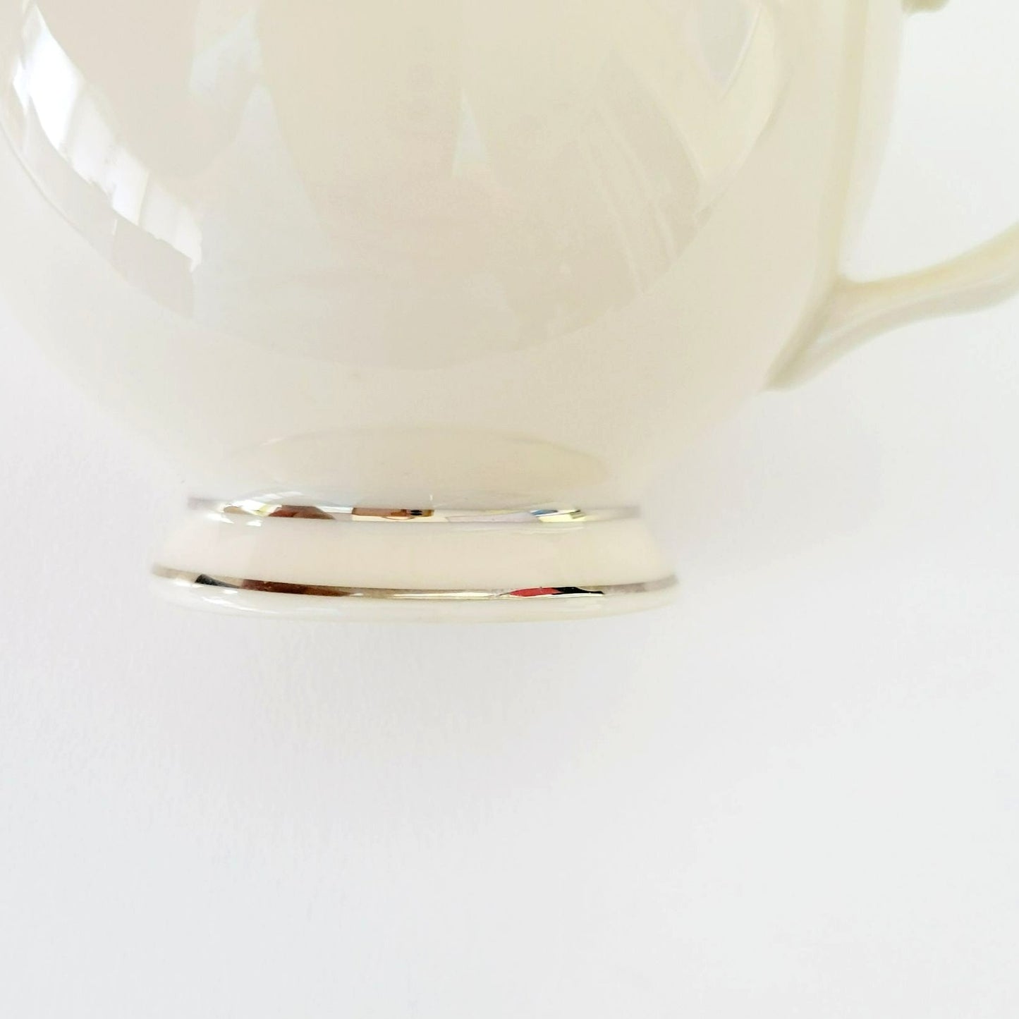 Lenox Montclair Teacup & Saucer, Cream with Platinum Silver Trim, USA Made
