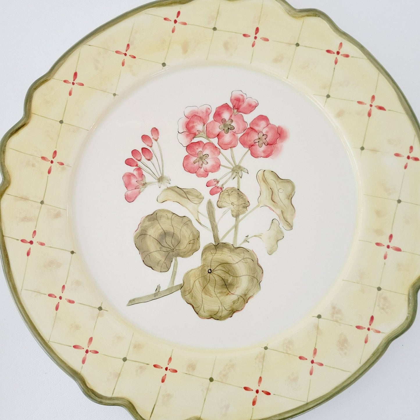 Handpainted  Floral Ceramic 12" Serving Platter