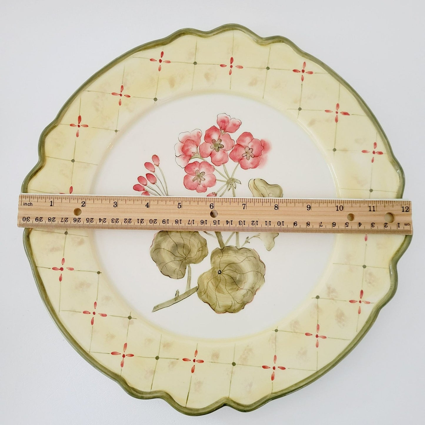 Handpainted  Floral Ceramic 12" Serving Platter