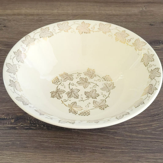 Edward Knowles Gold Leaf & Grape 8" Round Serving Bowl, USA Made