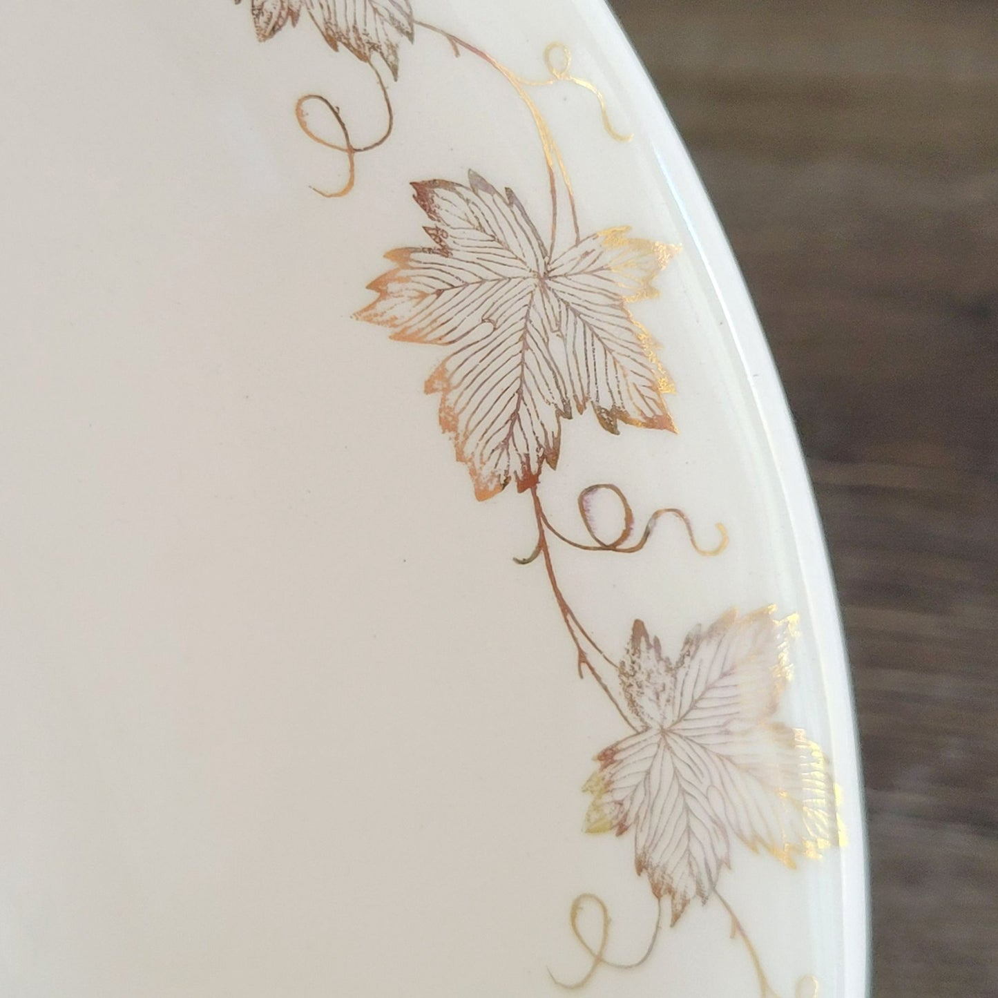 Edward Knowles Gold Leaf & Grape 8" Round Serving Bowl, USA Made